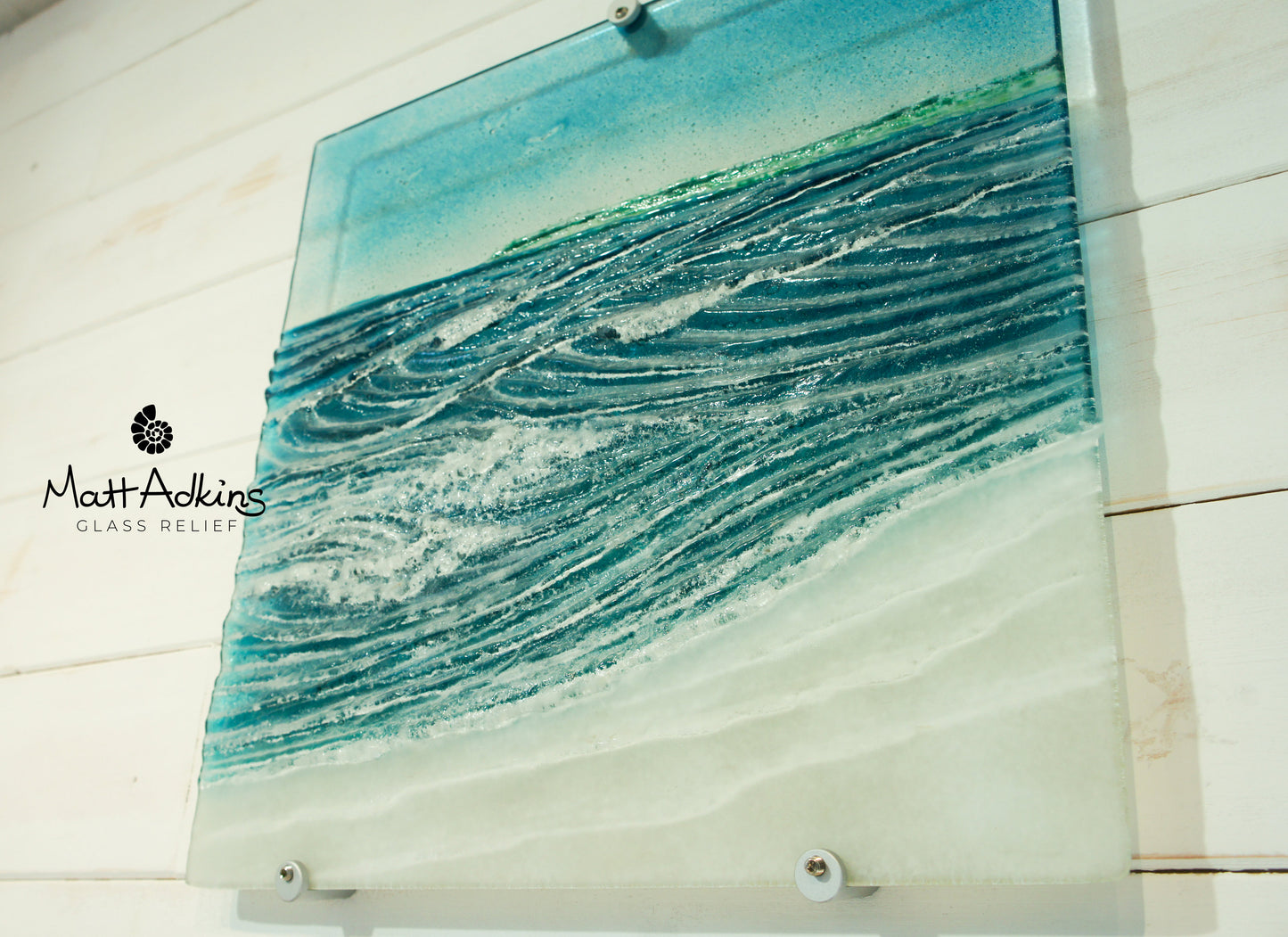 Coastal Wave Panel with Land - Large - 40x40cm (16"x16") with fixings