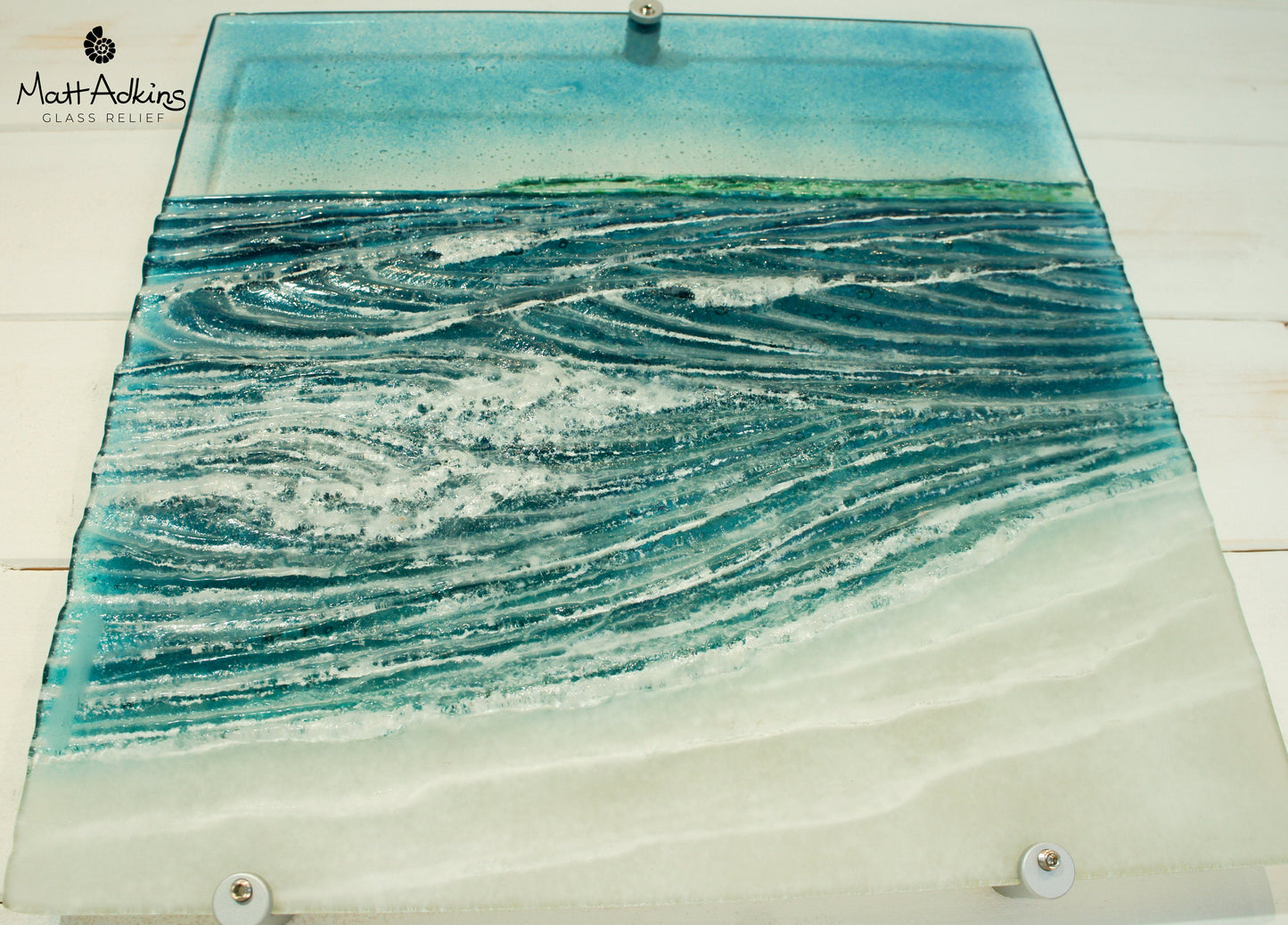 Coastal Wave Panel with Land - Large - 40x40cm (16"x16") with fixings