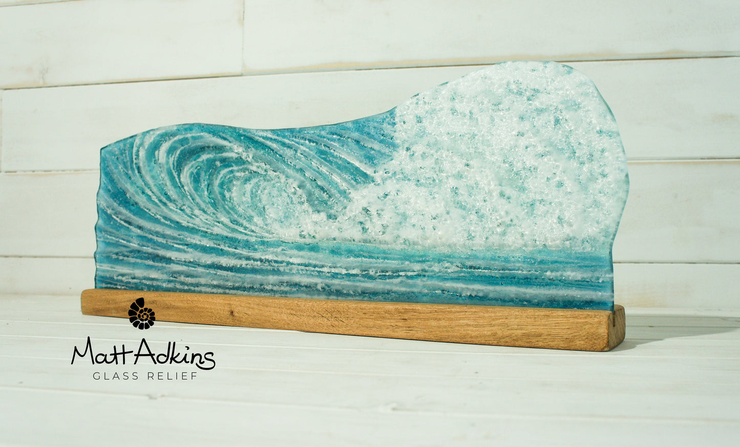 Surfers' Wave Panel - Freestanding - 52x19cm(20x7 1/2") with a wooden stand