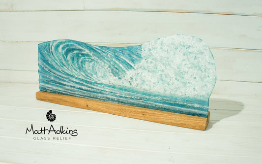 Surfers' Wave Panel - Freestanding - 52x19cm(20x7 1/2") with a wooden stand