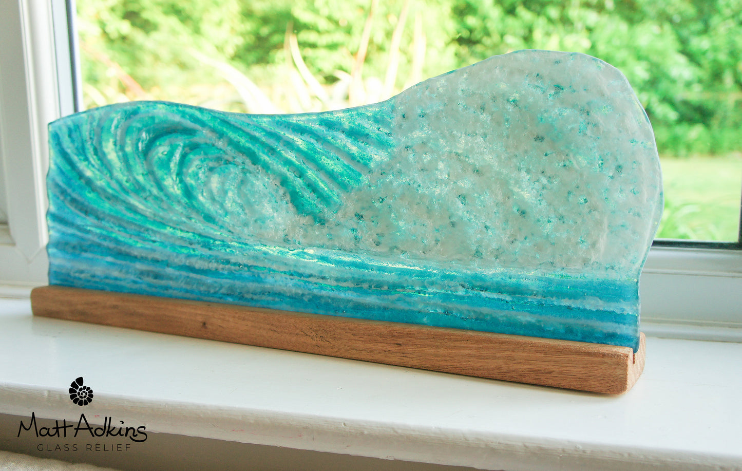 Surfers' Wave Panel - Freestanding - 52x19cm(20x7 1/2") with a wooden stand