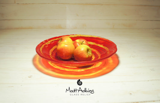 red yellow glass fruit bowl table decor