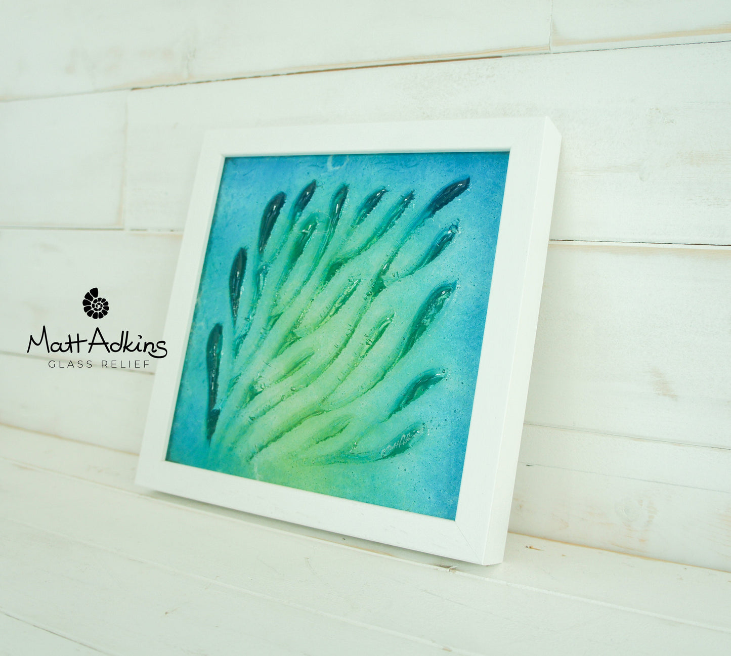 Coral Panel on a foot - Small - Green Turquoise Blue - 22x22cm