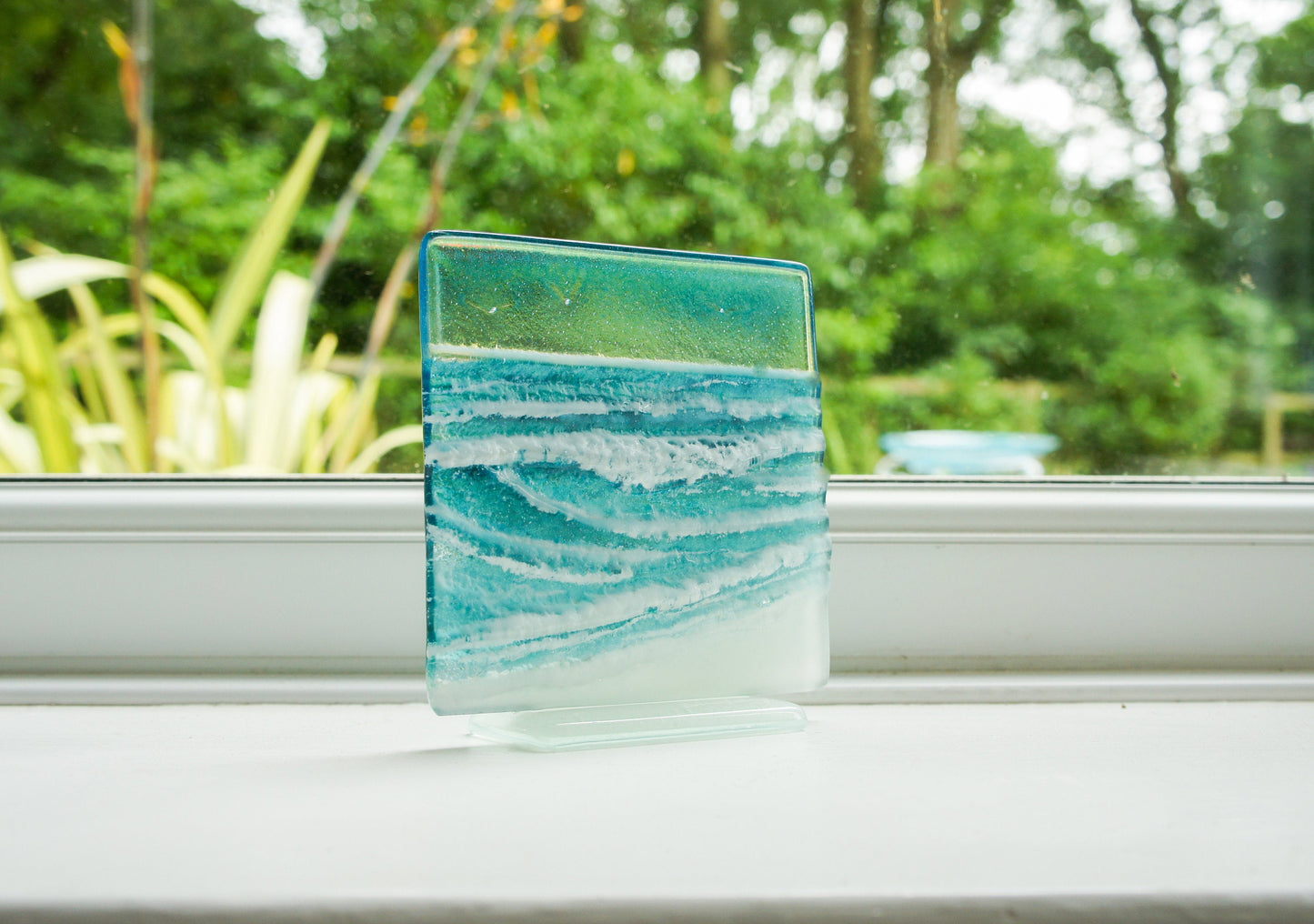 Wave Small Suncatcher Fused Glass Art 12cm