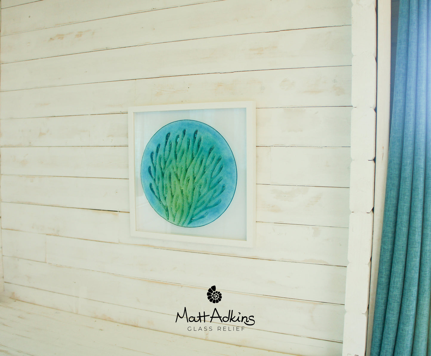 Coral Frame - Large Square -Blue Turquoise Green - 44x44cm(17 1/2")
