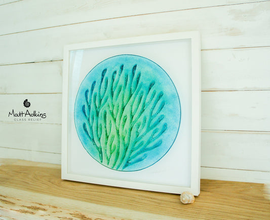 Coral Frame - Large Square -Blue Turquoise Green - 44x44cm(17 1/2")