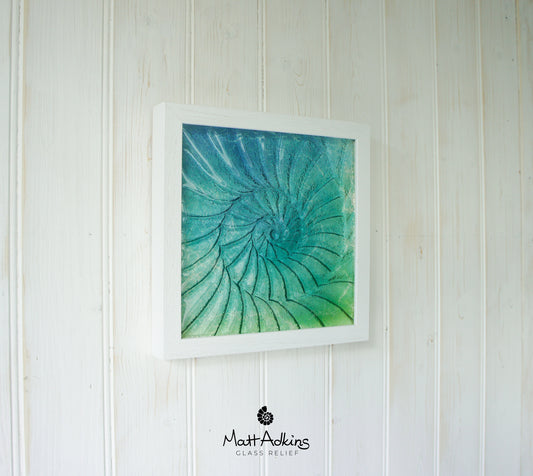 Ammonite Frame - Small Square - Turquoise Blue Green - 25x25cm (10")
