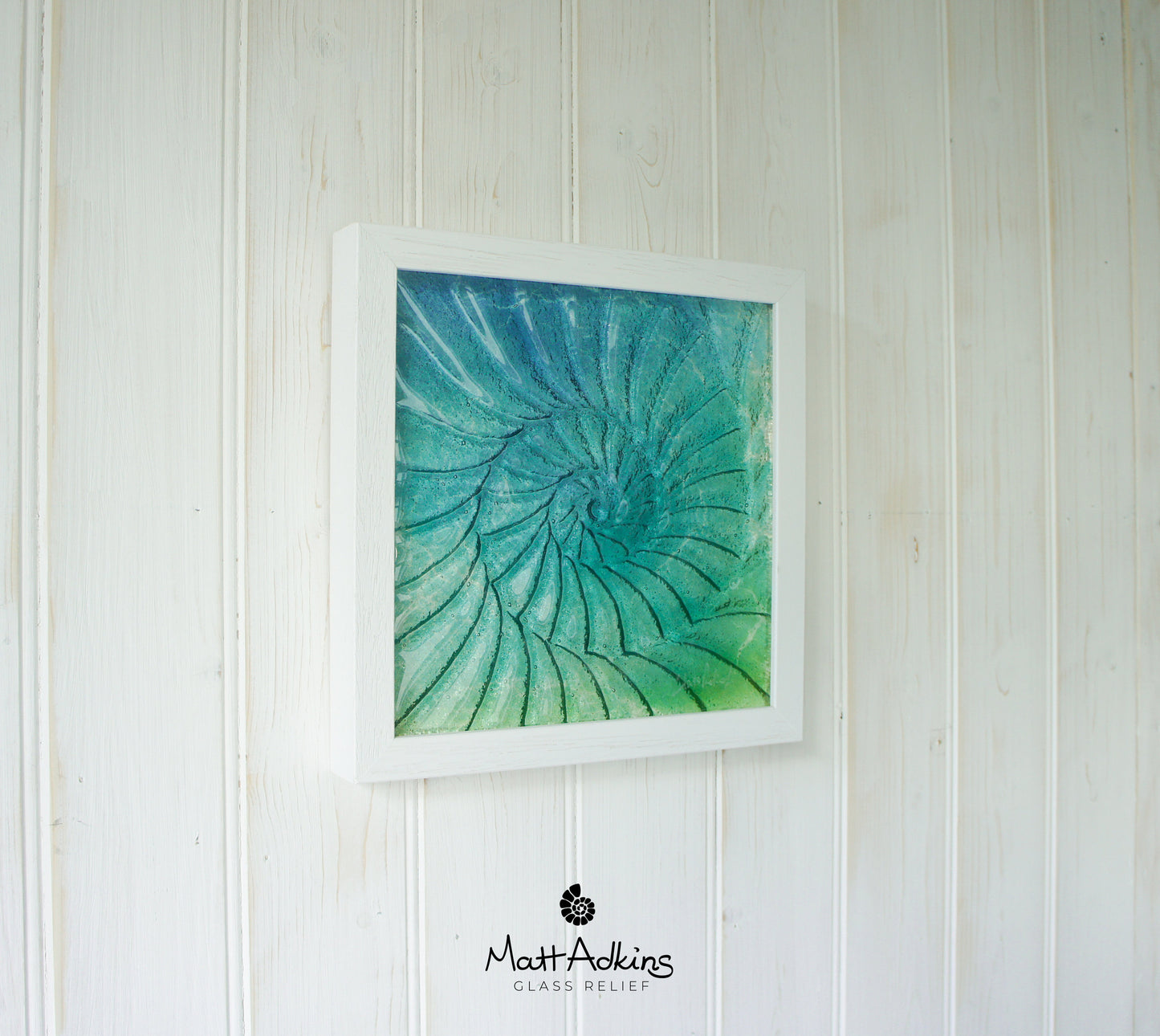 Ammonite Frame - Small Square - Turquoise Blue Green - 25x25cm (10")