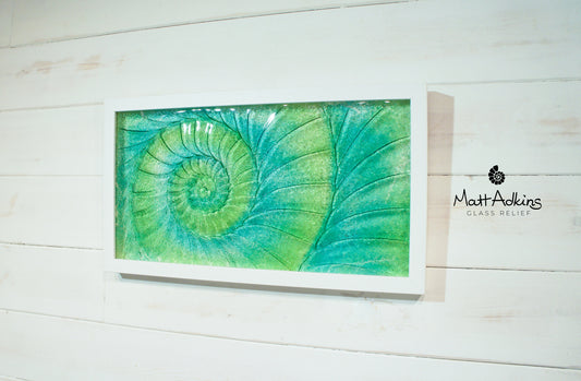 Ammonite Frame - Medium Landscape - Green Blue Turquoise - 45x25cm (17"x10")