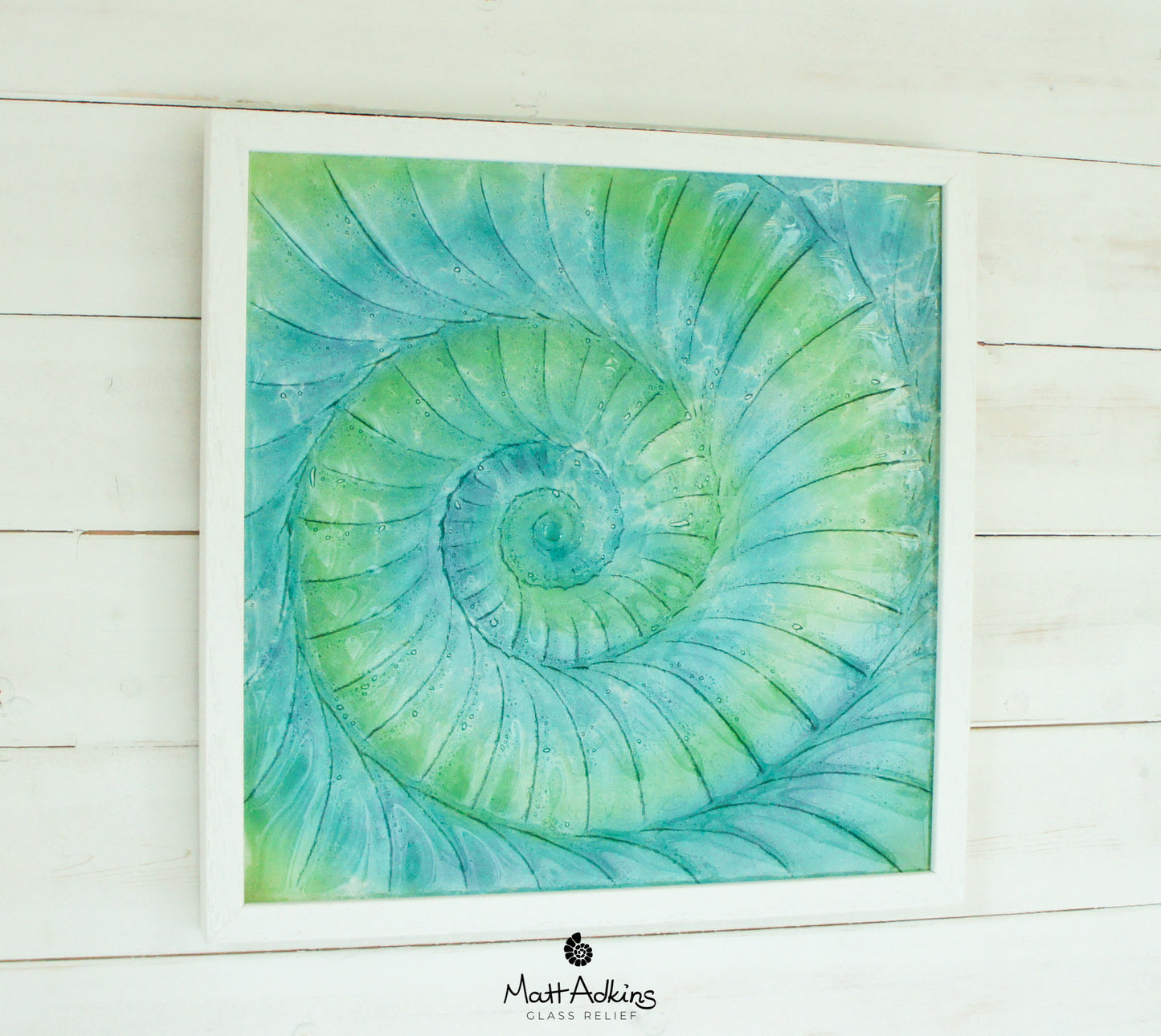 Ammonite Frame - Large Square - Swirl Turquoise Blue Green - 44x44cm(17"x17")