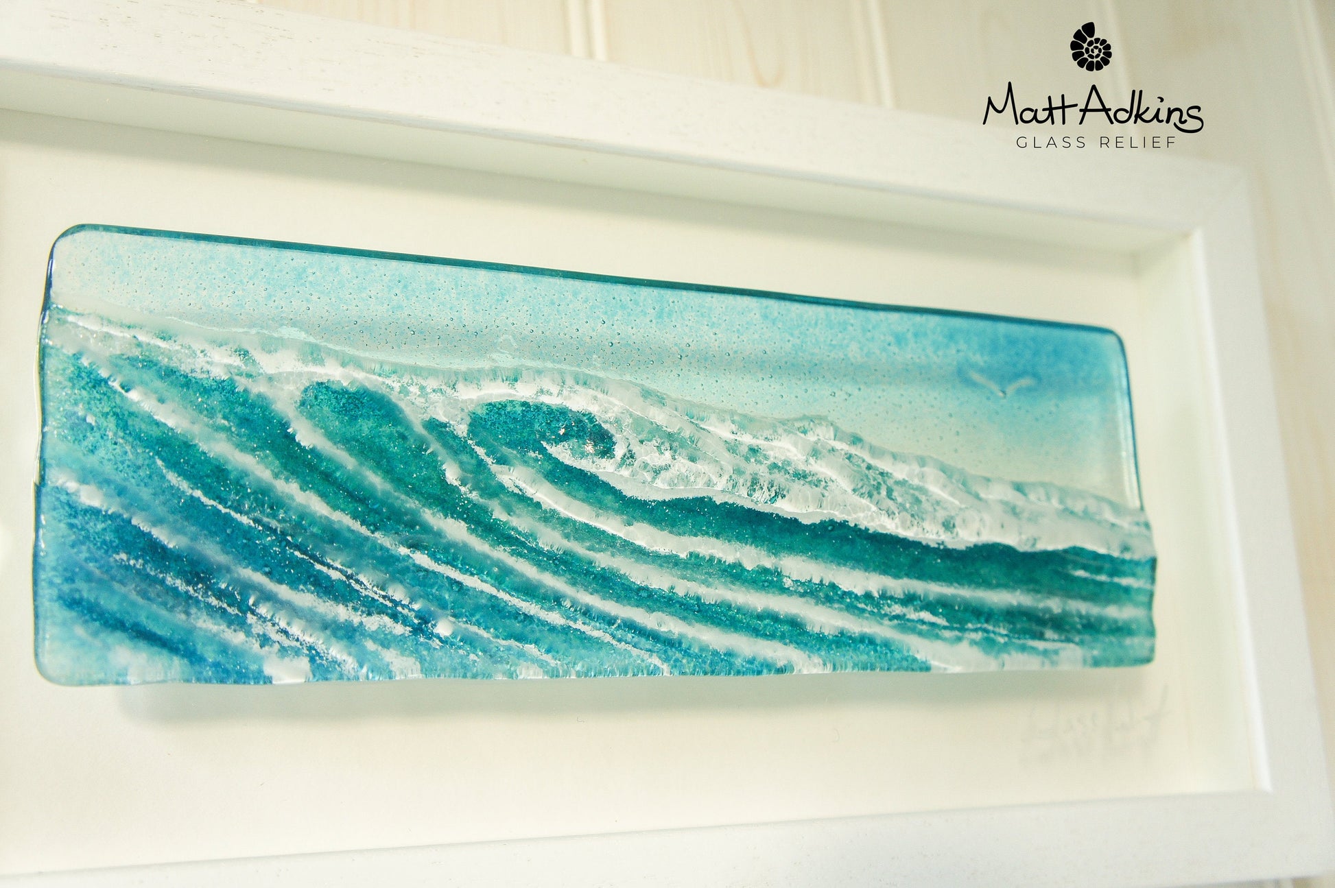 landscape wave wall art frame fused glass