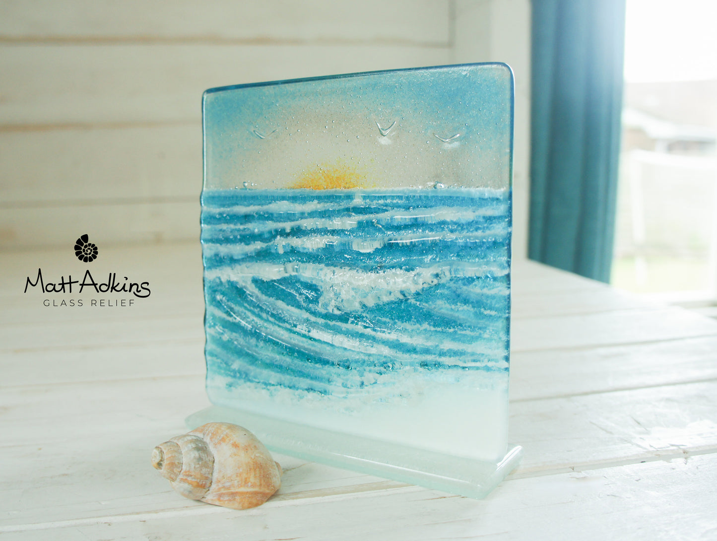 Rolling Wave Suncatcher Fused Glass Art 15cm