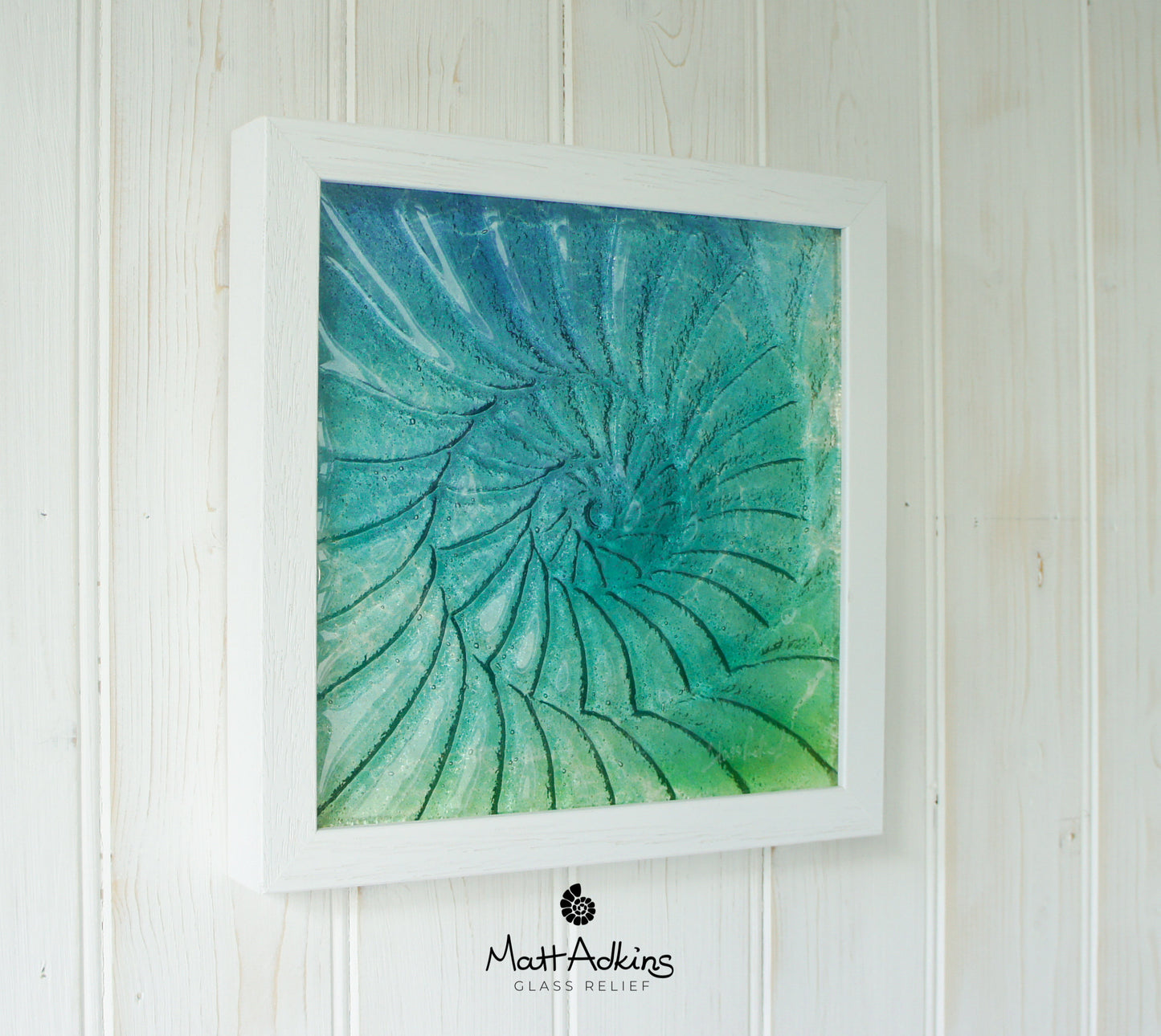 Ammonite Frame - Small Square - Turquoise Blue Green - 25x25cm (10")