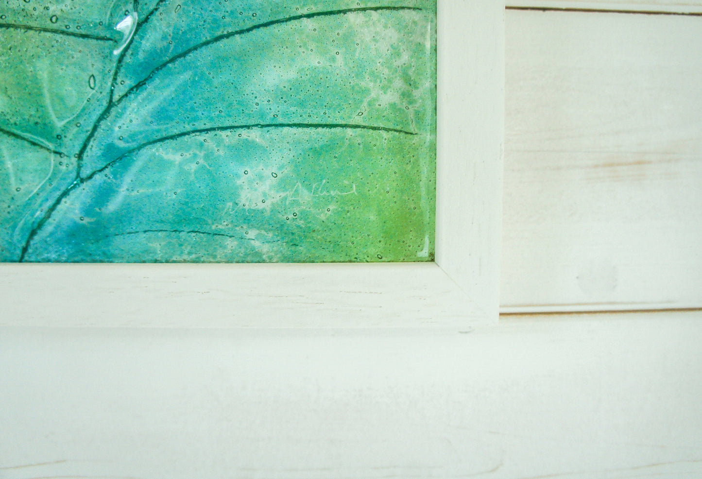 Ammonite Frame - Medium Landscape - Swirl Green Turquoise Blue - 45x25cm (17x10")
