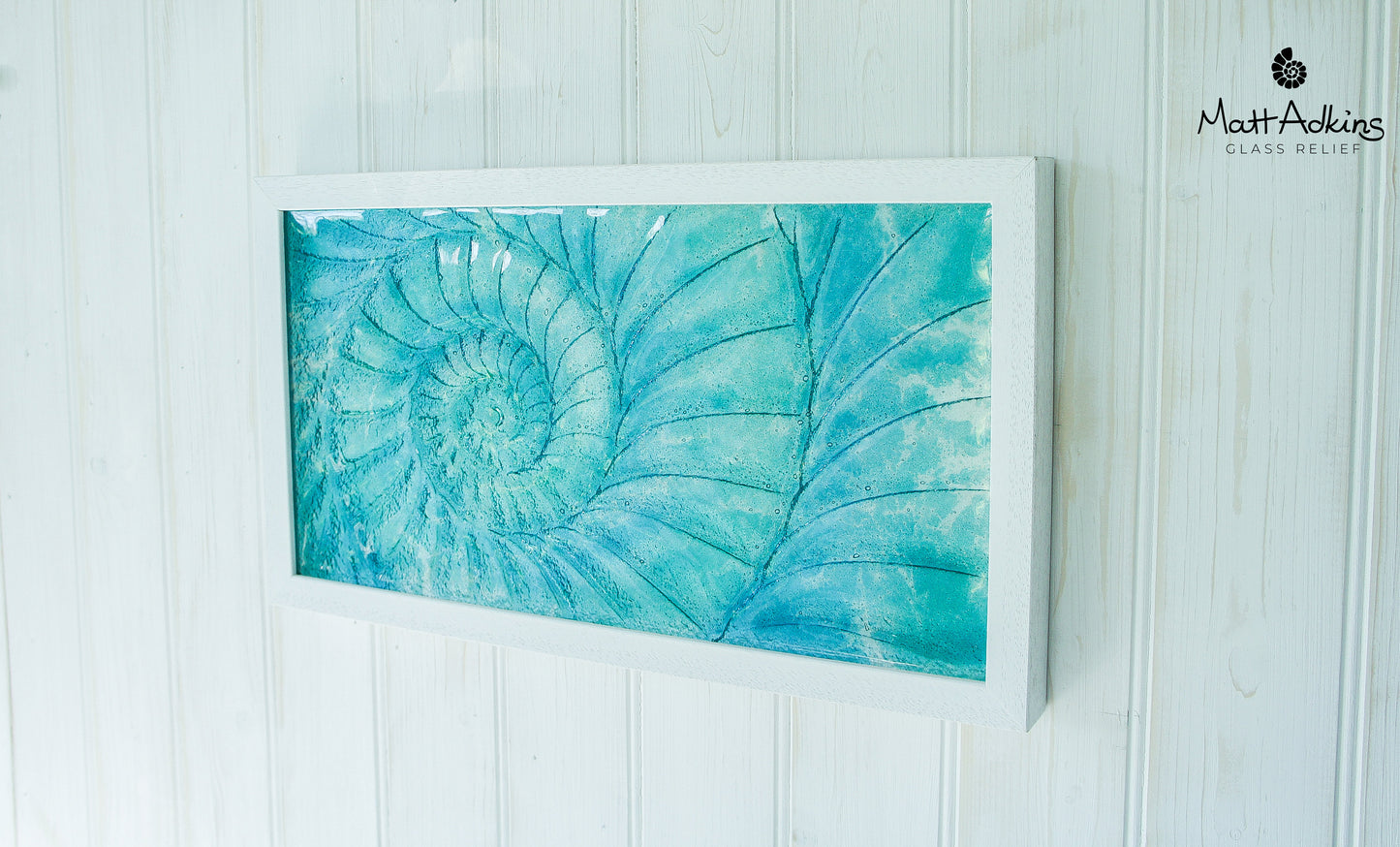 Ammonite Frame - Medium Landscape - Blue Turquoise - 45x25cm(17"x10")