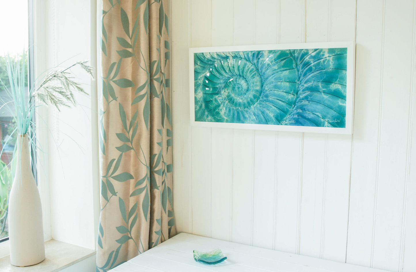 Ammonite Frame - Large Landscape - Swirl Turquoise Blue - 60x30cm(23x12")