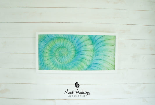 Ammonite Frame - Large Landscape - Swirl Turquoise Blue Green - 60x30cm(23x12")