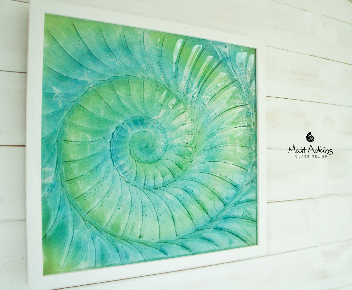 Ammonite Frame - Large Square - Swirl Turquoise Blue Green - 44x44cm(17"x17")