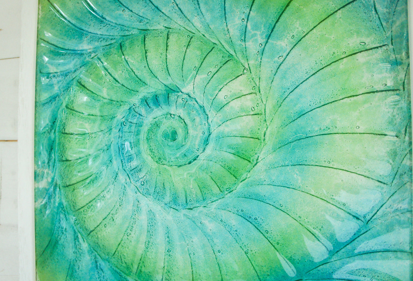Ammonite Frame - Large Square - Swirl Turquoise Blue Green - 44x44cm(17"x17")