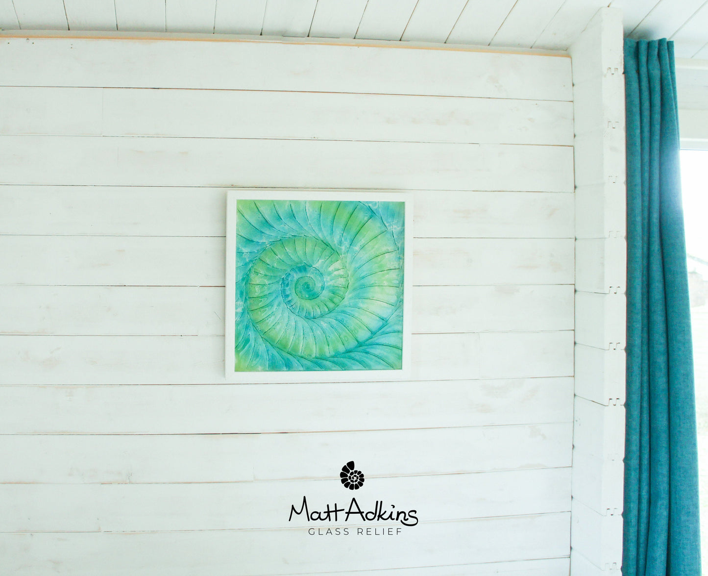 Ammonite Frame - Large Square - Swirl Turquoise Blue Green - 44x44cm(17"x17")