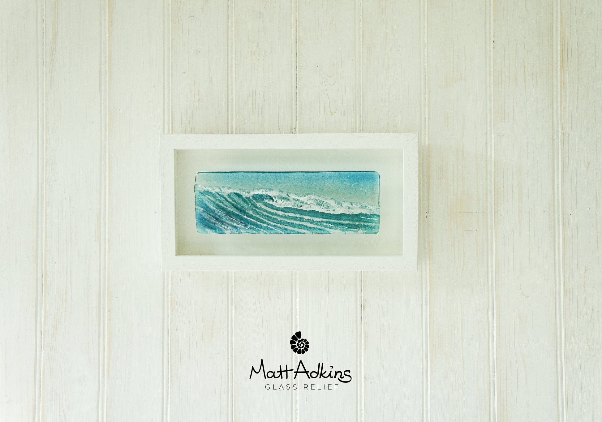 landscape wave wall art frame fused glass