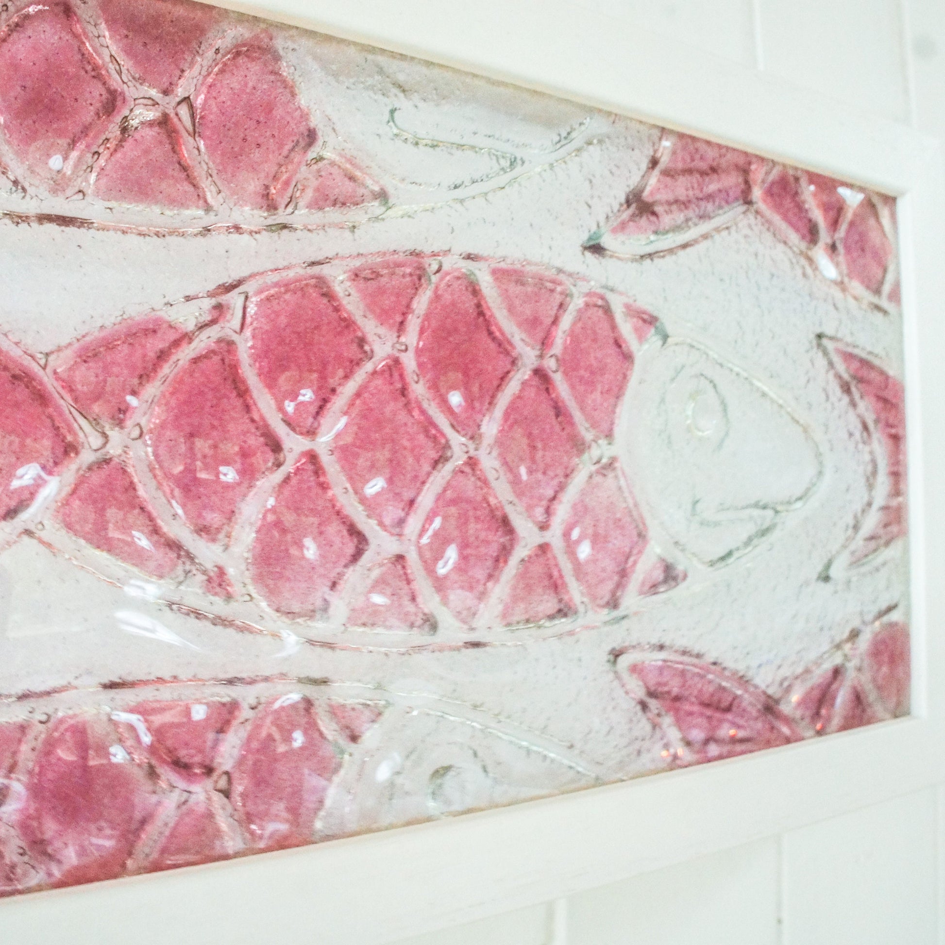 fused glass fish pink landscape