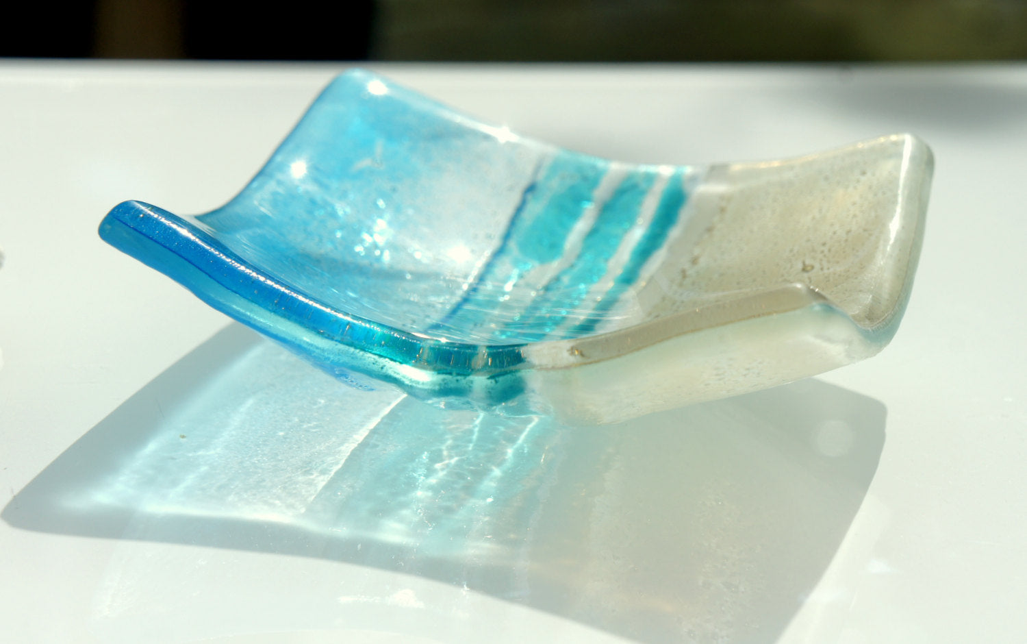 Beach Turquoise Handmade Glass Dish 10cm(4")