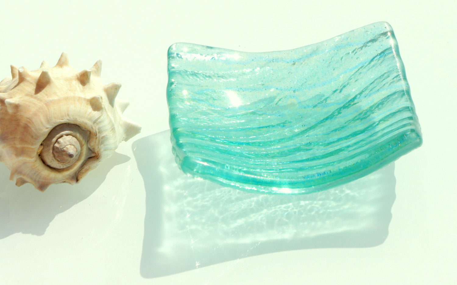 Turquoise Seabed Glass Dish 10cm(4")