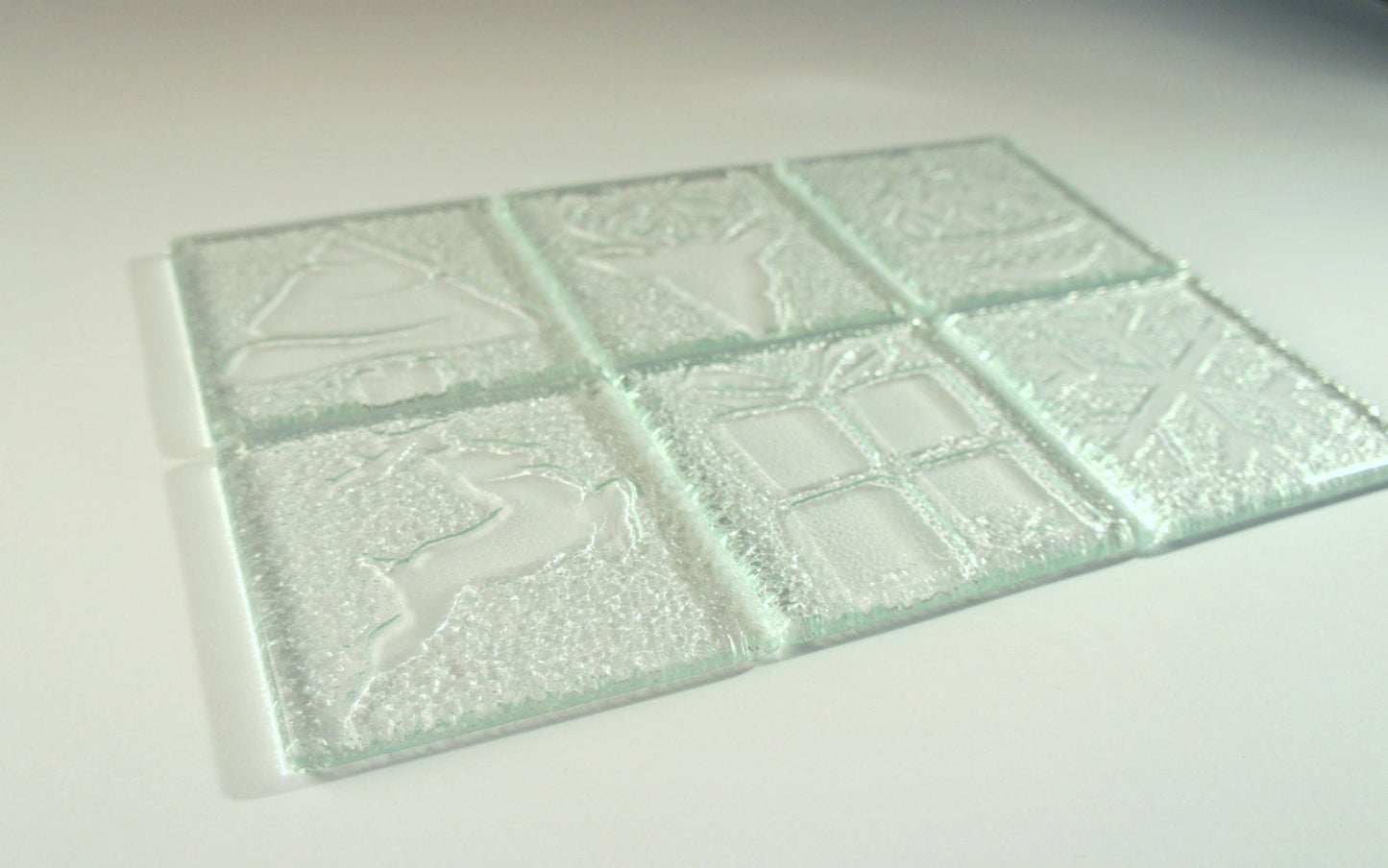 6 Clear Christmas Glass Coasters